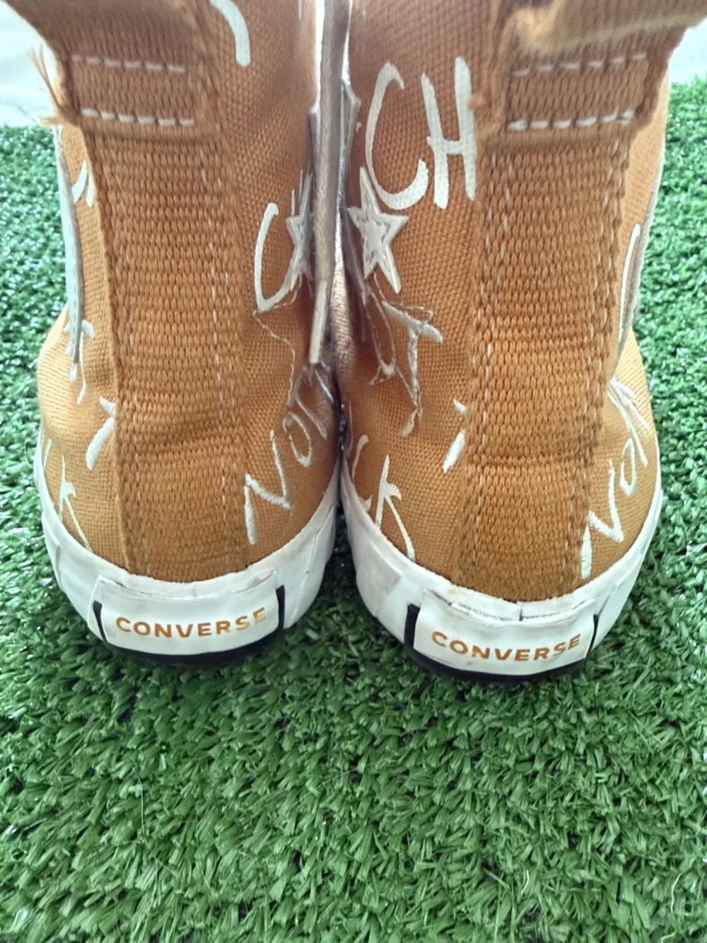 Kids Converse UNT1TL3D High 'Not A Chuck' sneakers in Golden Tan/White.